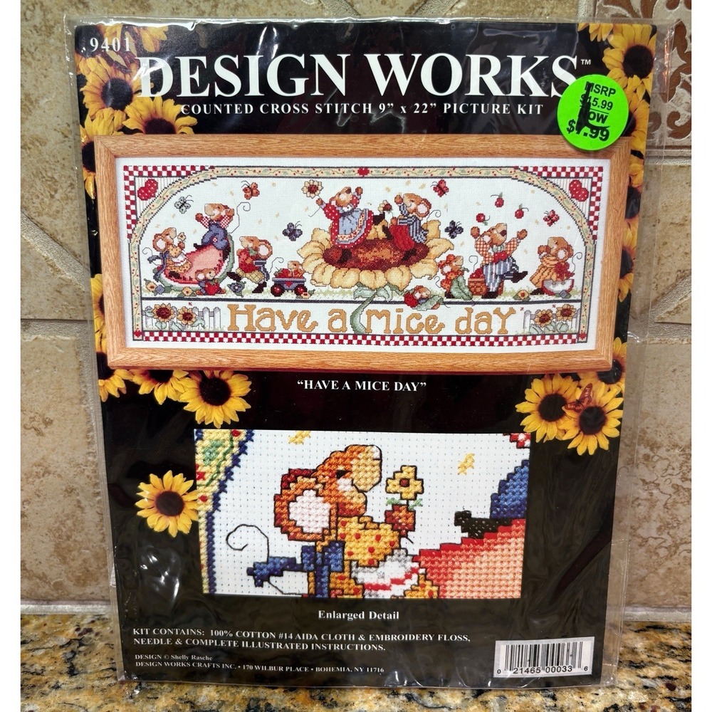 Design Works Counted Cross Stitch Kit 9401 Have A Mice Day 9x22 SEALED